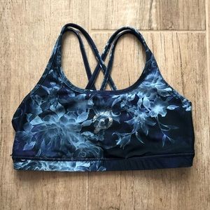 Peloton Floral Blue Sports Bra